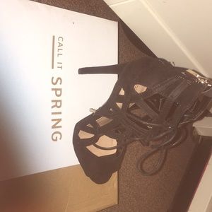 Black laced up heels